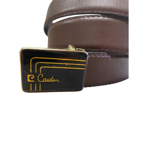 Pierre Cardin Mens Brown Leather Dress Belt 115 Gold buckle Italy SKU 8364 - Picture 2 of 12